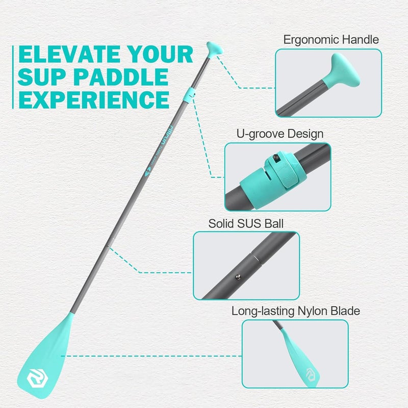 rillrun Store SUP Paddle - Paddle Board Paddle 4 Piece Stand Up Paddleboard Paddles Lightweight Floating Kayak Paddle - Light Blue - Lake Green - Light Green - Image 3